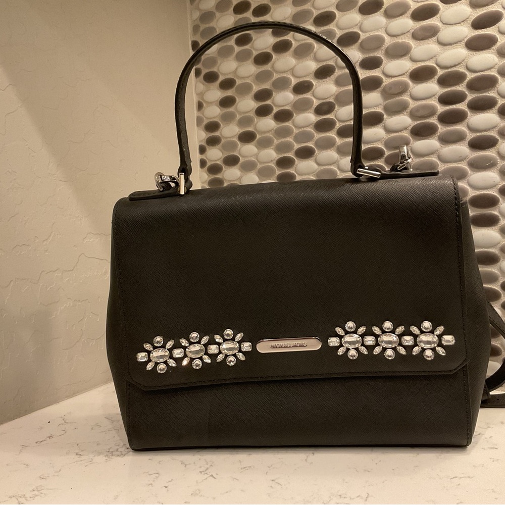 Michael Kors Black Satchel with Elegant Embellishments